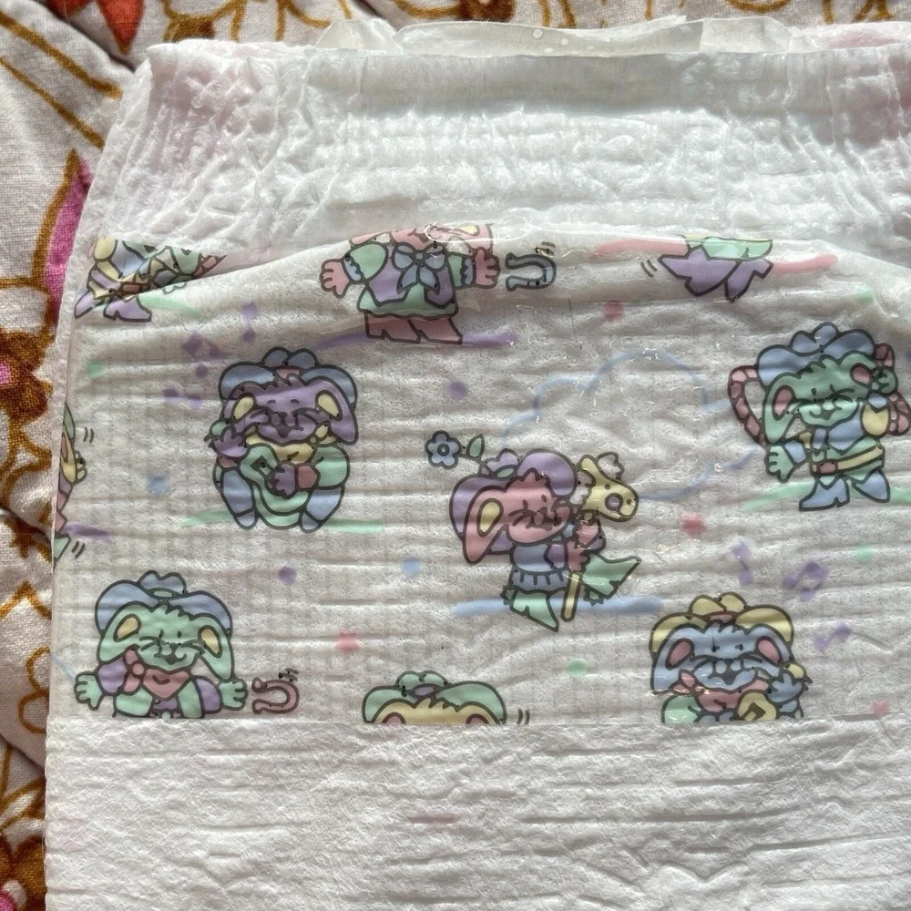 Vintage Huggies Size 3 Ultratrim 1993 USA Diapers Western Bunnies Plastic‎ Print